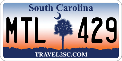 SC license plate MTL429