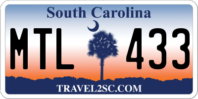 SC license plate MTL433