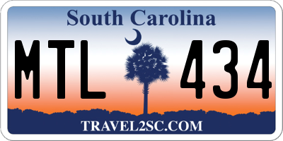 SC license plate MTL434
