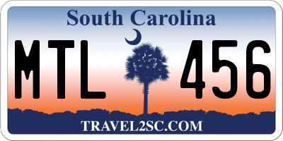 SC license plate MTL456
