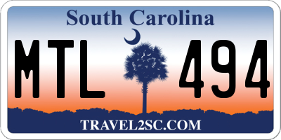 SC license plate MTL494