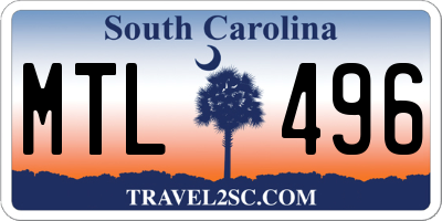 SC license plate MTL496