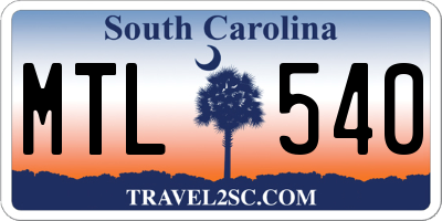 SC license plate MTL540