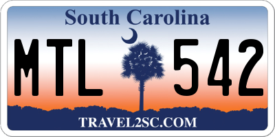 SC license plate MTL542