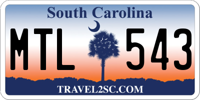 SC license plate MTL543