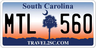 SC license plate MTL560