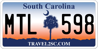 SC license plate MTL598