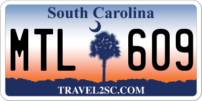 SC license plate MTL609
