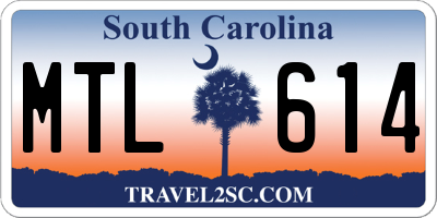 SC license plate MTL614