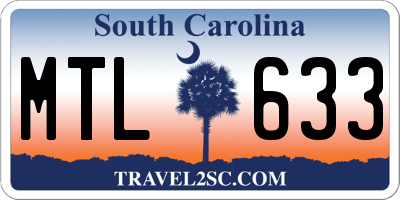 SC license plate MTL633