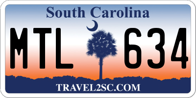 SC license plate MTL634