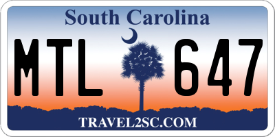 SC license plate MTL647
