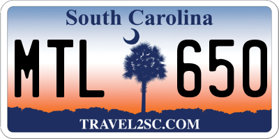 SC license plate MTL650