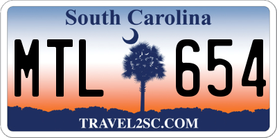 SC license plate MTL654