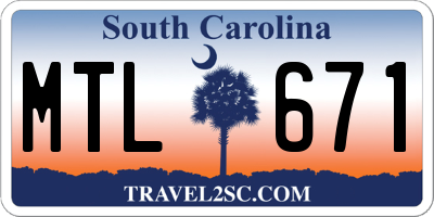 SC license plate MTL671