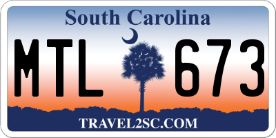 SC license plate MTL673