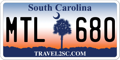 SC license plate MTL680