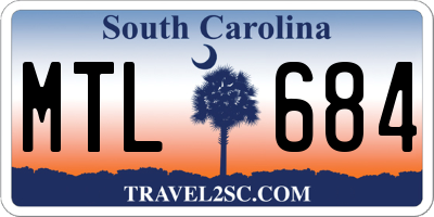 SC license plate MTL684