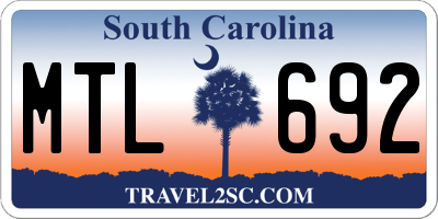 SC license plate MTL692