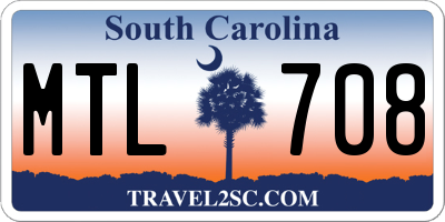 SC license plate MTL708