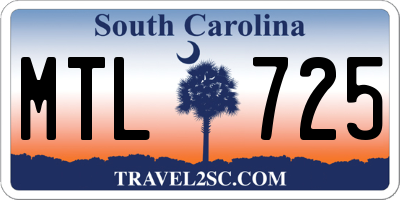 SC license plate MTL725