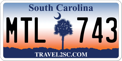 SC license plate MTL743