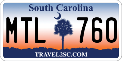 SC license plate MTL760