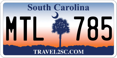 SC license plate MTL785