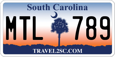 SC license plate MTL789