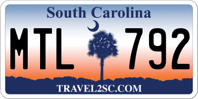 SC license plate MTL792