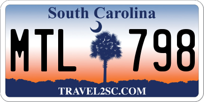 SC license plate MTL798