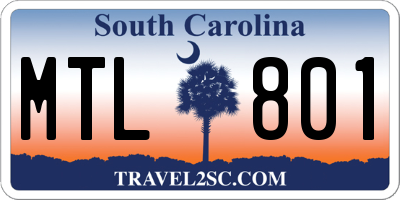 SC license plate MTL801