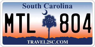 SC license plate MTL804