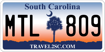 SC license plate MTL809