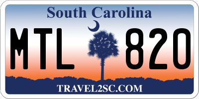 SC license plate MTL820