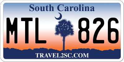 SC license plate MTL826