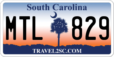 SC license plate MTL829