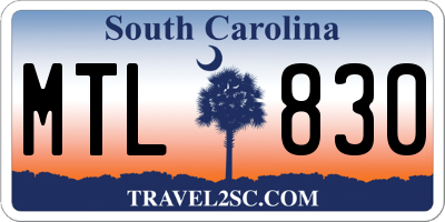 SC license plate MTL830