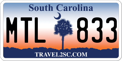 SC license plate MTL833