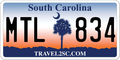 SC license plate MTL834