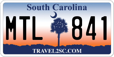 SC license plate MTL841