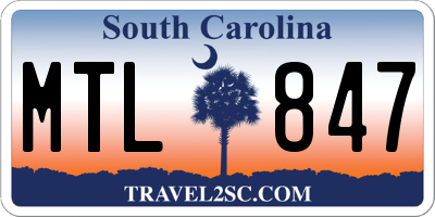 SC license plate MTL847