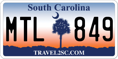SC license plate MTL849
