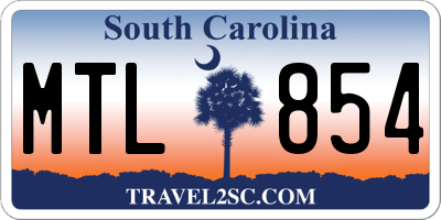 SC license plate MTL854