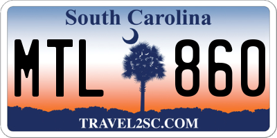 SC license plate MTL860
