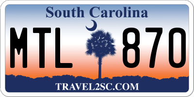SC license plate MTL870