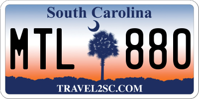 SC license plate MTL880