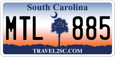 SC license plate MTL885