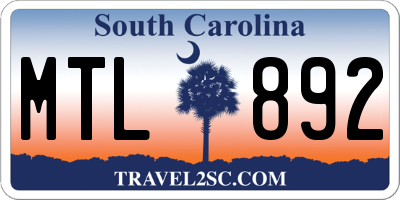 SC license plate MTL892