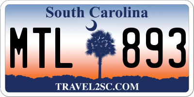 SC license plate MTL893